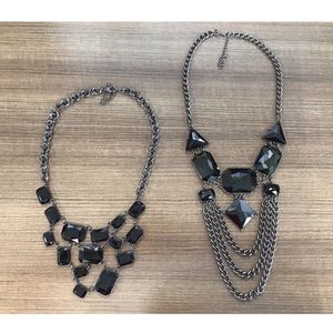 Black stone statement necklace (2 pack)